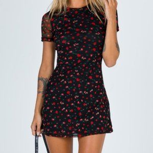 Princess Polly Dione Red Floral Mesh Mini Dress 2